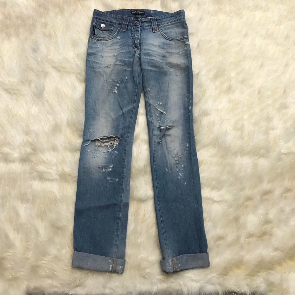 Dolce and Gabbana Distressed Cuffed Denim Jeans 30